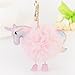 Kissweet Cute Imitation Fur Furry Rainbow Unicorn Keychain Pom Pom Plush Bag Pendant Charms (Unicorn-Pink)
