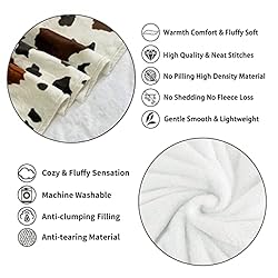 WIBUE Cow Throw Blanket 60"x50" with 2 Pcs Pillow