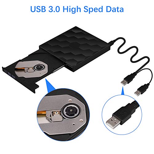 External CD/DVD Drive USB 3.0 Portable Burner Optical Drive CD+/-RW DVD +/-RW Compatible with Mac Macbook Pro Air iMac and laptop