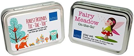 Forest Friends 2 Pack Travel Playset - Owl & Fox Tic-Tac-Toe and Fairy Meadow Clay Play Set