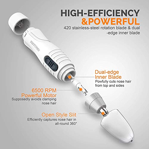 Updated Version Painless Nose Hair Trimmer for Men & Women, AMAGARM Electric Ear Eyebrow Ear Hair Remover/Clippers Epilator Removal, PX67 Waterproof, Mute Motor, Double-Edge Stainless Steel Blades