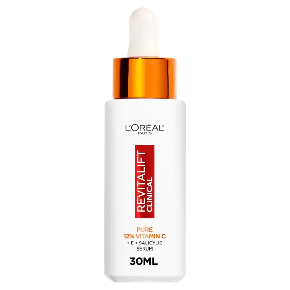 L'Oréal Paris Vitamin C Serum For Face, Revitalift Clinical 12% Pure Vitamin C Brightening Serum, Antioxidant Protection with Salicylic Acid & Hyaluronic Acid, 30ml