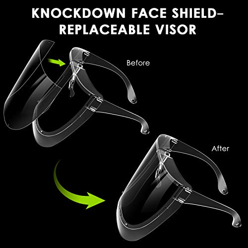 EWA (5 Replaceable Visors Packed) Clear Safety Face Shield, Super Lightweight HighDefinition