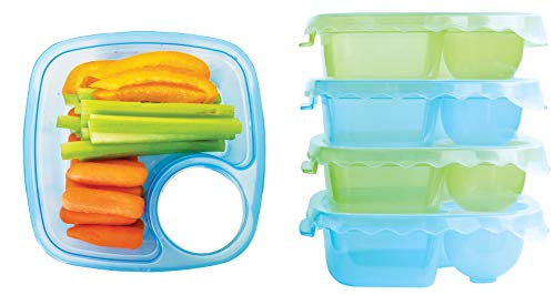 Tovla Kids Lunch and Snack Containers - 5 Colorful Plastic Meal Prep Bento Boxes with Sauce Compartment - Containers for Adults, Kids & Toddlers - Microwave, Dishwasher & Freezer Safe Tupperware