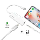 Excellenter Lightning to 3.5mm Headphone Jack Adapter, 2 in 1 Lightning Charger Earphone Adapter & Splitter, 2 in 1 Aux Audio and Charge Cable Music Adapter for Iphone X/8/7 (IOS 10.3 and later)
