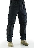 ZAPT Tactical Molle Ripstop Combat Trousers Army Multicam/A-TACS LE Camo Pants for Men (Solid Black, M)
