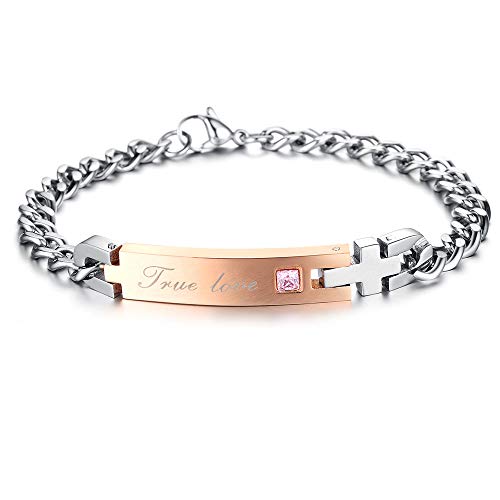Pulseras A Juego Para Parejas VNOX - Acero Inoxidable Con Colgante De Corazón - Regalo Romántico Para San Valentín, Aniversario O Bodas
