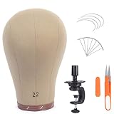 Wig Head Stand Cork Canvas Block Durable and Sturdy Mannequin Head for Wigs Making Display 22 inch
