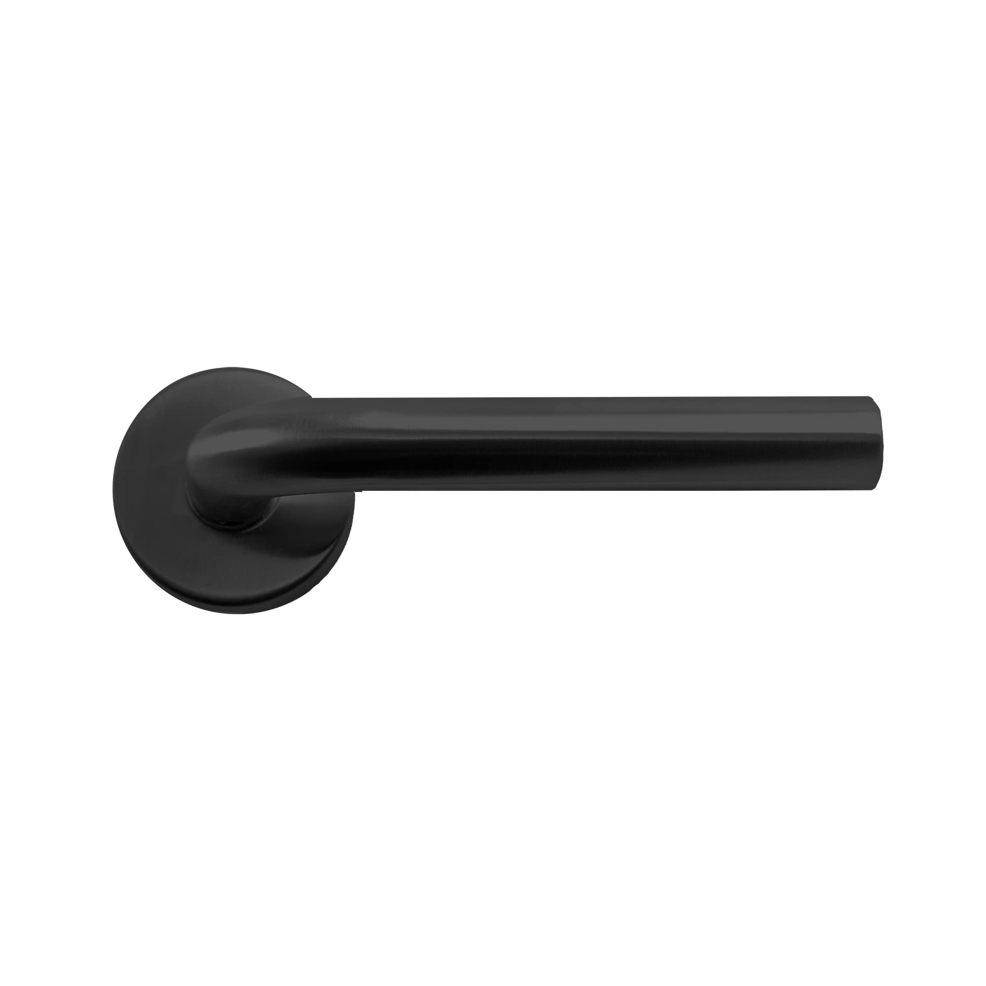 Micel Handle Set with Circular Rosette for Interior Door Crank Black L-Shape, Aluminium, 50 mm
