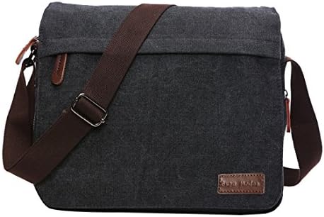 SUPA MODERN® Canvas Messenger Bag Shoulder Bag Laptop Bag Satchel Bag Bookbag School Bag Working Bag Crossbody Bag for Men and Women(14 Inch Laptop Bag)