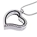 RUBYCA Living Memory Heart Locket Snake Chain Necklace Crystal Floating Charm DIY Silver Tone 10Pcs