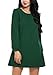 ACEVOG Fall Dress, Women's A-Line Casual Plain Long Sleeve Shift Dress (Large, Dark Green)