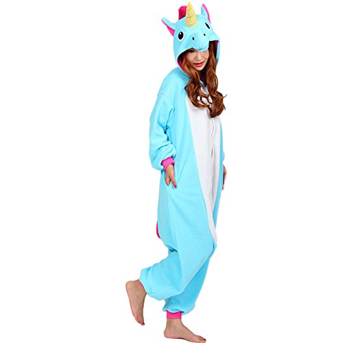 Ikerenwedding Blue Unicorn Pajamas Halloween Cosplay Unisex Valentine's Costume