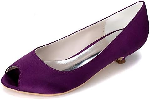Eoblove Women Wedding Flat Shoes Satin Peep Toes Basic Summer Dress Party & Evening Ivory Round 3.5 cm Heel