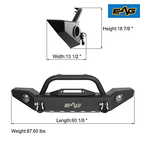 EAG Full Width Front Bumper with LED Lights and Light Frames Fit for 76