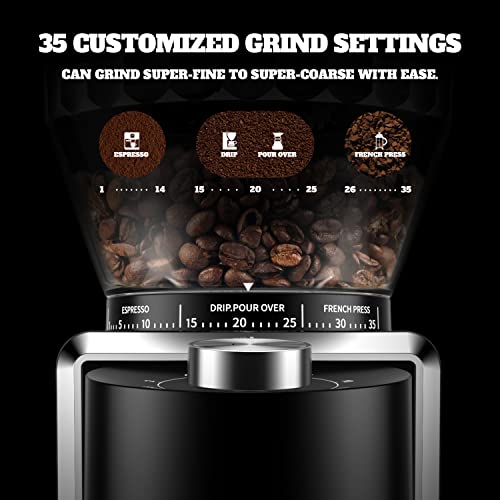 Biugh Conical Burr Coffee Grinder, Espresso Bean Grinder, Electric