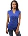 PattyBoutik Women Ruched V Neck Sleeveless Blouse (Blue Small)