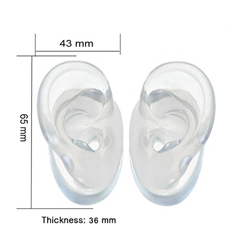 Ear Model Soft Silicone (Pair) - Transparent Flexible Earmold Ear Displays for Acupuncture, Jewelry, Audio Music Recording, Education