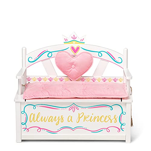 Wildkin Kids Princess Wooden Bench Seat with Storage, Toy Box Bench