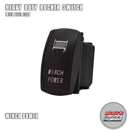 WINCH POWER - Blue - STARK 5-PIN Laser Etched LED Rocker Switch Dual Light - 20A 12V ON/OFF