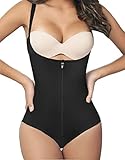 Camellias Women Seamless Firm Control Shapewear Zipper Closure Open Bust Bodysuit Body Shaper Slimmer Shaperwear Black, SZ70950-Black-S