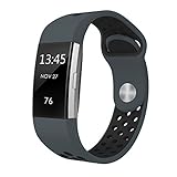 SWEES Silicone Sport Bands Compatible Fitbit Charge 2, Breathable Sport Replacement Bands with Air Holes Small & Large (5.7