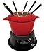Le Cuistot 11 Piece Enameled Cast Iron Fondue Set 1.5 Quart - 2 Tone Red