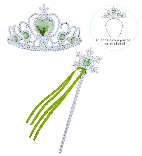 Cotrio Little Girls Anna Coronation Dress Up Princess Dresses Halloween Costume with Accessories Size 6 (5-6Years, Tiara/Crown, Wand/Scepter) - Thumbnail 2