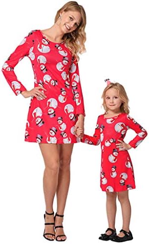 Parent-Child Shirt Dress for Christmas Family Clothes Outfits Mommy Me Matching Dress