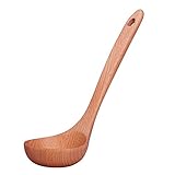 Weikai Wooden Soup Ladle, Premium Quality Wooden Soup Ladle Server For Hot Soup, Porridge, Noodles, Large