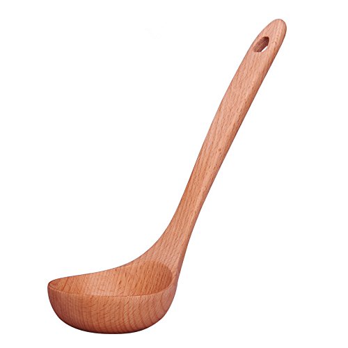 Weikai Wooden Soup Ladle, Premium Quality Wooden Soup Ladle Server For Hot Soup, Porridge, Noodles, Large