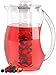 Fondrren Fruit Infuser water Pitcher With Free Ice Core | Best for Making Flavored Fruit Infusion Water Tea and More |Made With Clear Acrylic BPA Free Plastic Large 2.9 Quart (2.75 L)
