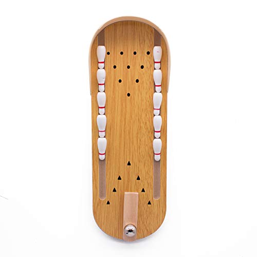 Indoor Wooden Mini Bowling Game Set - Best Family Party Desktop Toys for Kids Adults Wood Finger Hand Stress Relief and Kill Time Toys Home Office Decor Board Games Desk Tabletop Toy