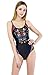 MiYang Women's Padded One Piece Vintage Printing Mesh Bikini Swimsuit L