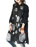 BT8 Women Long Button-Down Shirts Blouses 100% Linen Casual Loose Fit 'Annual Ring'