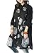 YESNO BT8 Women Long Button-Down Shirts Blouses Dress 100% Linen Casual Loose Fit 'Annual Ring'/Side Pockets (L, Black)