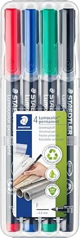 Staedtler 318 WP4 Lumocolor Permanent Pen 0.6mm Fine Assorted 4 Pack view 2