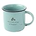 Hallmark Home Distressed Oversized Ceramic Camp Mug, Aqua Happy Coffee Beans