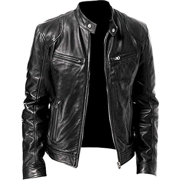 Men's Genuine Leather Jacket – 100% Real Leather, Zipper Pockets