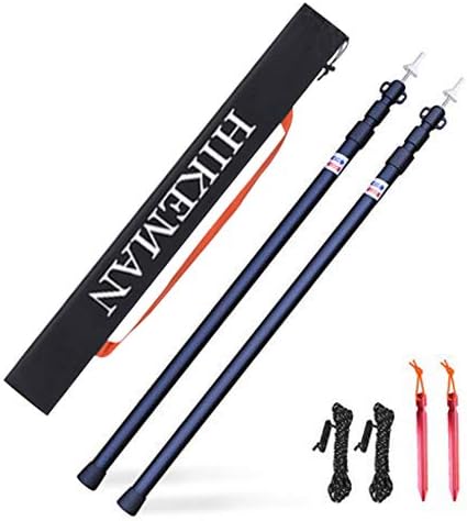 HIKEMAN Tent Poles Camping Poles for Tarp Awning Canopy Porch Sun Sails Tarpaulin Headroom Aluminium Adjustable Telescoping 90-230cm