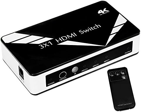 COWEEN HDMI 3 In 1 Out Splitter 4K2K HDMI 3x1 IR Remote Switch 1080P 3 Input 1 Output HDMI Switcher for PS3, Blu-ray DVD, Xbox 360
