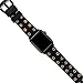 Falandi For Apple Watch Band 44mm 42mm Black Leather, Rock Style Hollow Rivets Genuine Leather iWatch Strap Women Men Replacement WristBand for Apple Watch Series 4 Series 3 Series 2 Series 1 - Black