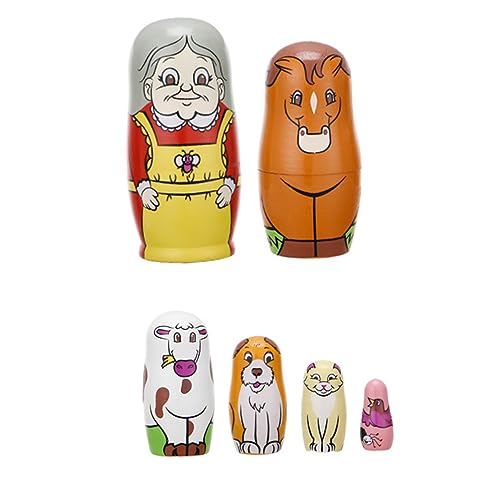 UPKOCH 6pcs Colorful Wooden Matryoshka Dolls Hand-Painted Nesting Toys for Boys and Girls Creative Decorative Craft for Boys and Girls Unique Home Decor