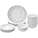 Amazon Basics 18-Piece Kitchen Dinnerware Set, Plates, Dishes, Bowls, Service for 6, Triangle Accent