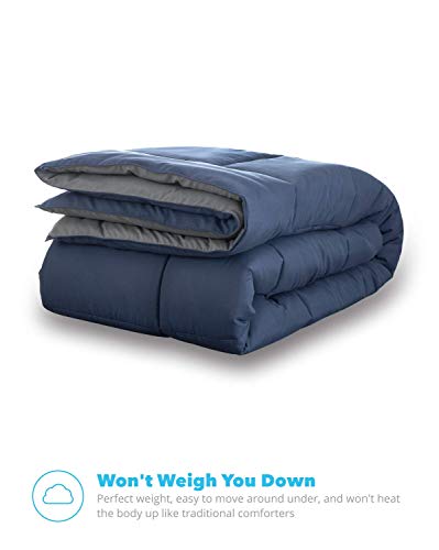 Equinox All-Season Navy Blue/Charcoal Grey Quilted Comforter - Goose Down Alternative - Reversible Duvet Insert Set - Machine Washable - Hypoallergenic - Plush Microfiber Fill (350 GSM) (Queen)