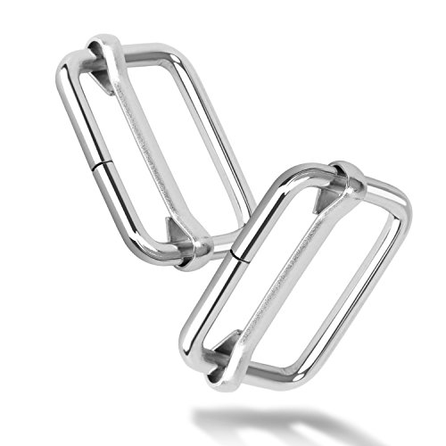 Alcoon 30 Pieces Slide Buckle 1 inch Metal Triglide Slides Rectangle Adjustable Webbing Slider for Purse Making Bag Making Suspenders Making DIY Accessories Silver