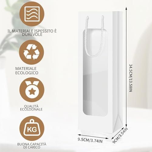 Transparent Wine Bag with Window and Handles - Reusable for Wedding, Party, Christmas - Flower Decoration - Bulk
