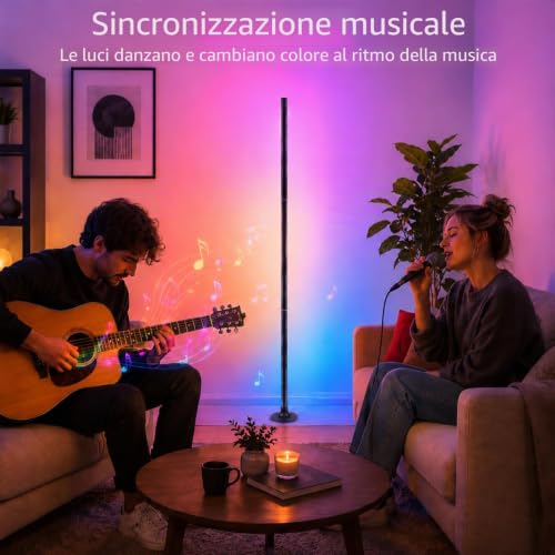 RGB Floor Lamp for Living Room 120 cm, Dimmable Corner Light with Smart App and Remote Control, 16 Million Colors, Music Sync, Timing Runtion for Bedroom
