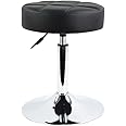 FURWOO Stool Round Thick Padded Cushion Leather Shop Stool Height Adjustable Stool Counter Stool Swivel Desk Stool Chair for Office Home Bar Stool Salon Stool(Black)