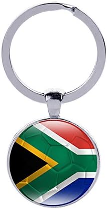 The Republic of South Africa National Flag Football Pattern Keychain ,2018 Russia Football Match, World Cup Jewelry, Photo Glass Dome Jewelry, Glass Cabochon Key Ring, Gifts